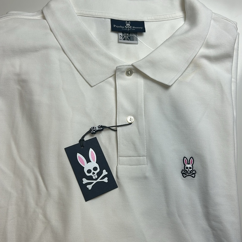 Psycho Bunny Men’s 5XLT Classic Polo Shirt white 100% Pima Cotton